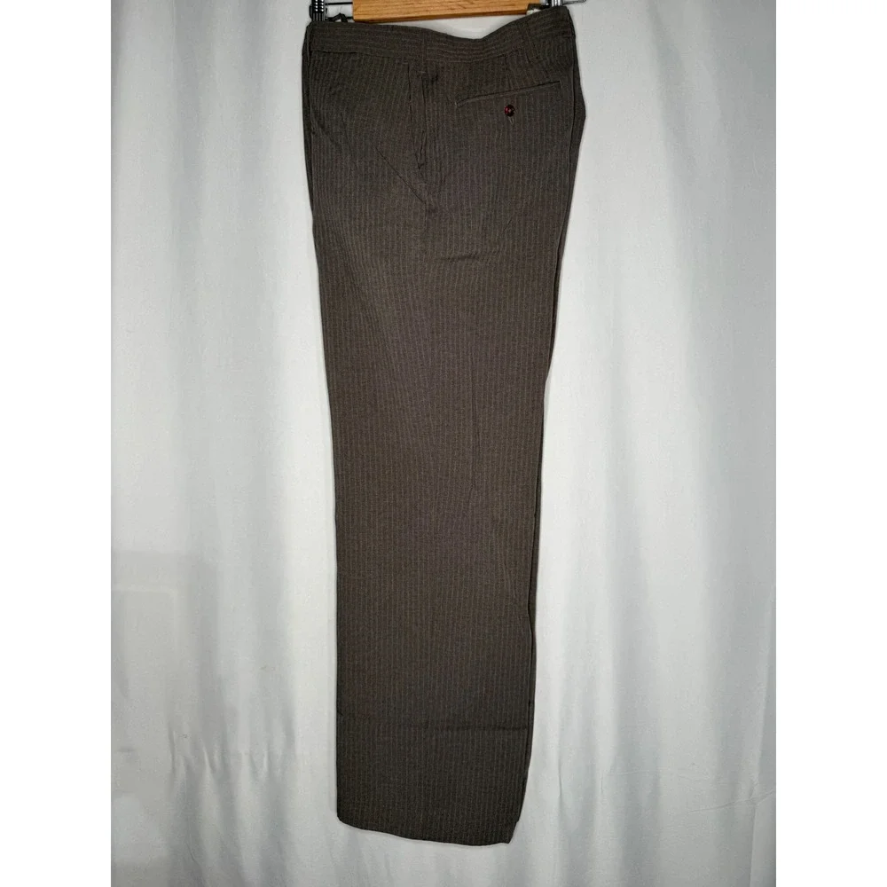 Haggar Magic Stretch Mens‎ 38x31 Brown Blue Pinstripe Dress Pants Made in USA